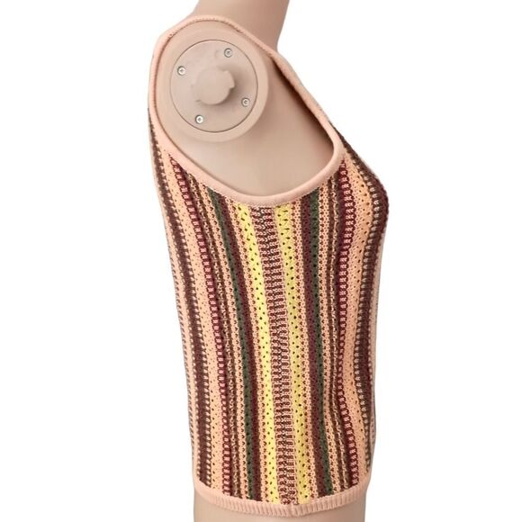 Madewell Crochet Janson Sweater Tank XS Swank Top Rainbow Striped Cotton Neutral - Picture 2 of 16